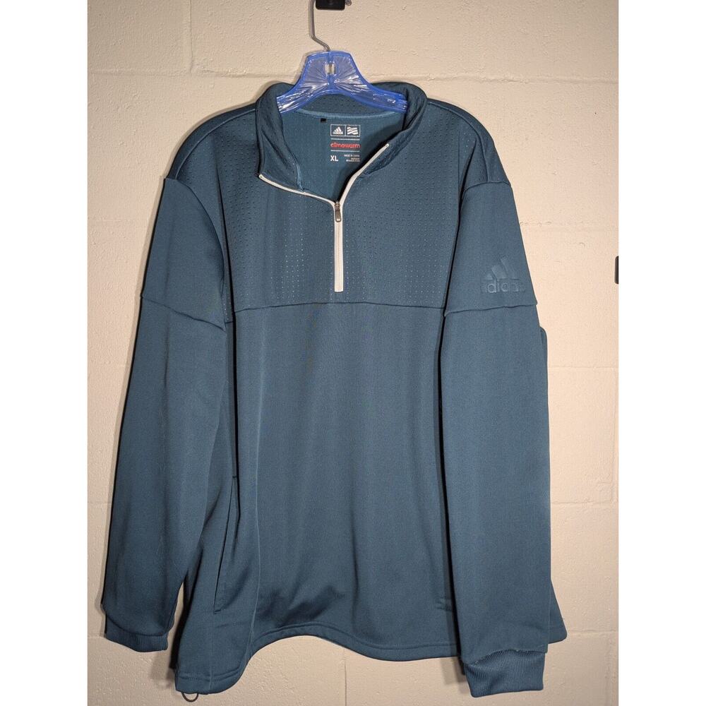 Adidas Climawarm Mens Teal Quarter Zip Pullover Sweater‎ Size XL Athleisure